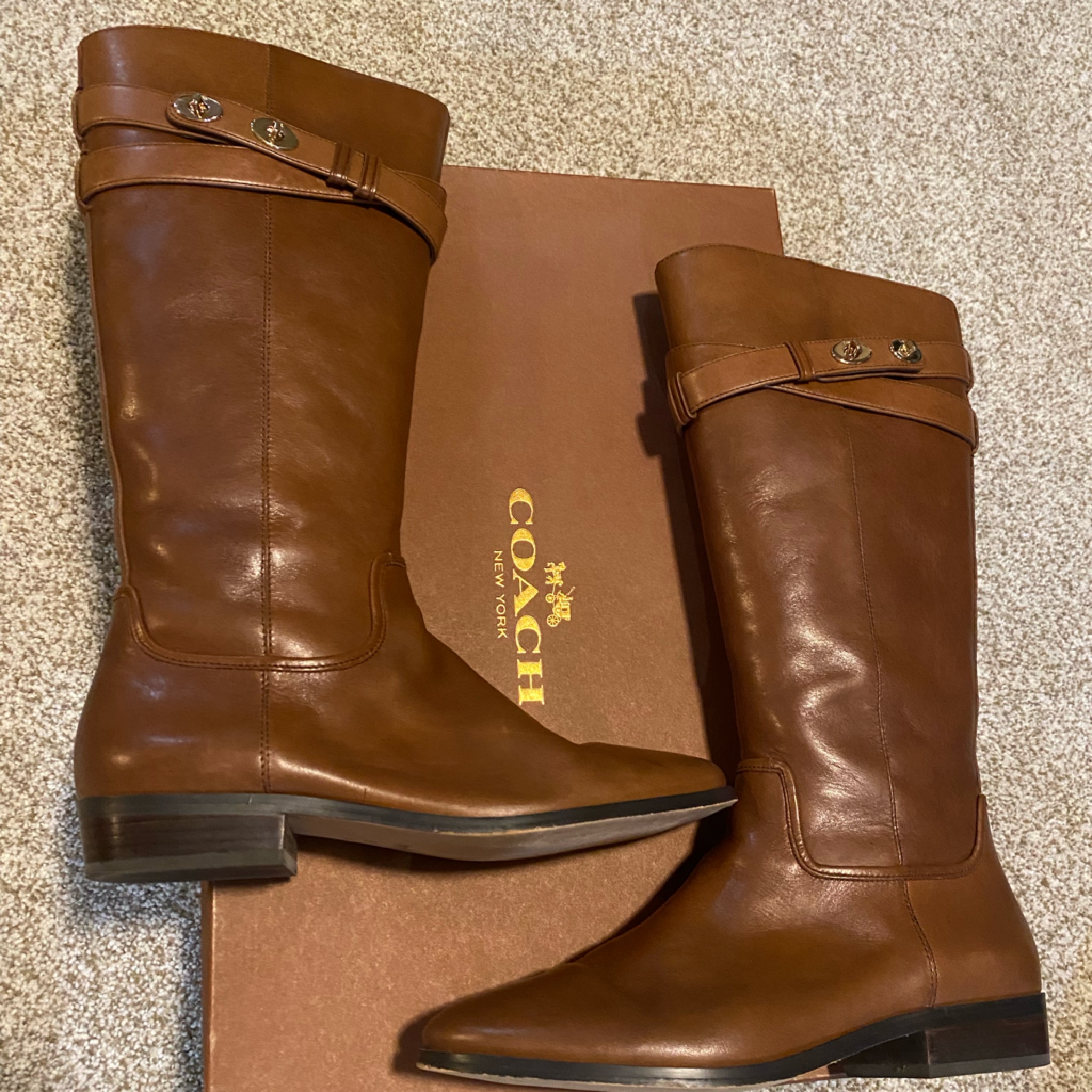 Linette Calf Cognac Leather Coach Boots